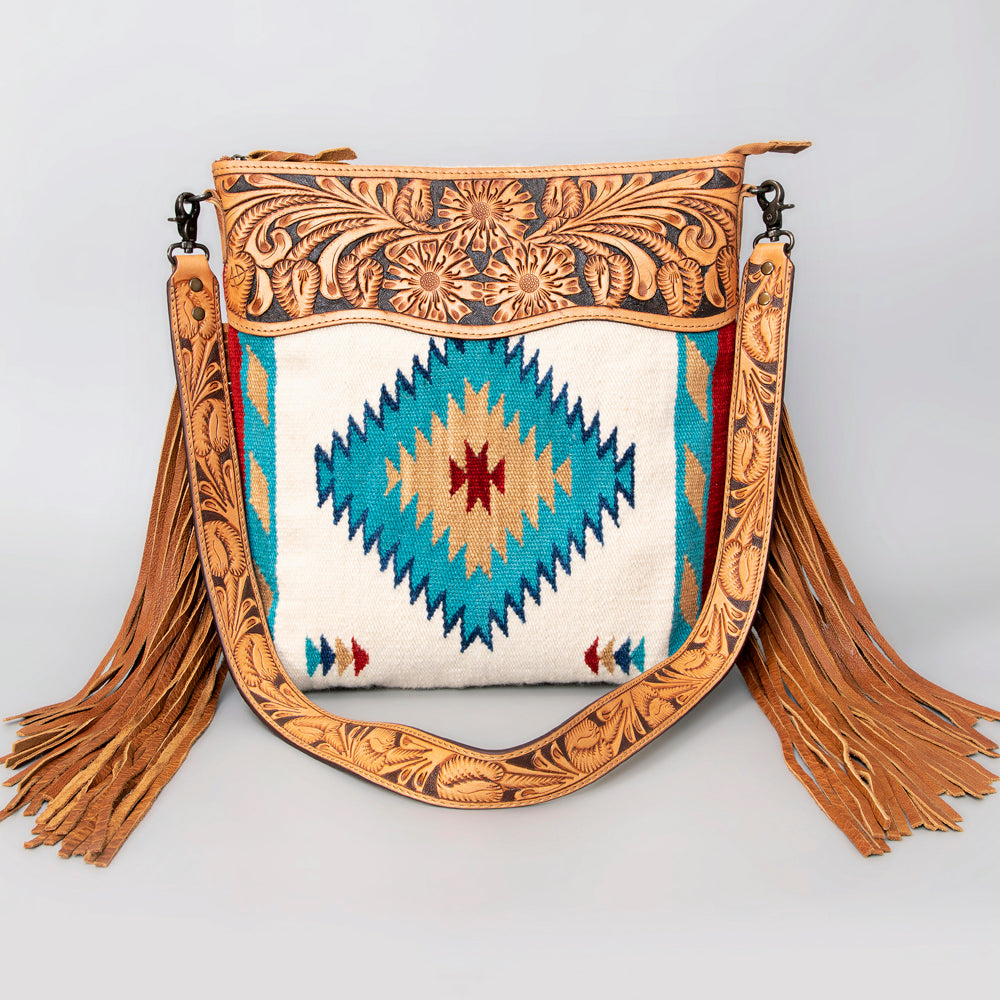 American Darling Signature Crossbody Hand Tooled Saddle Blanket Genuine Leather