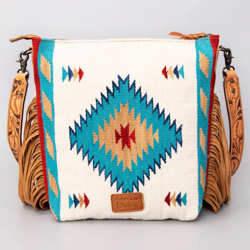 American Darling Signature Crossbody Hand Tooled Saddle Blanket Genuine Leather