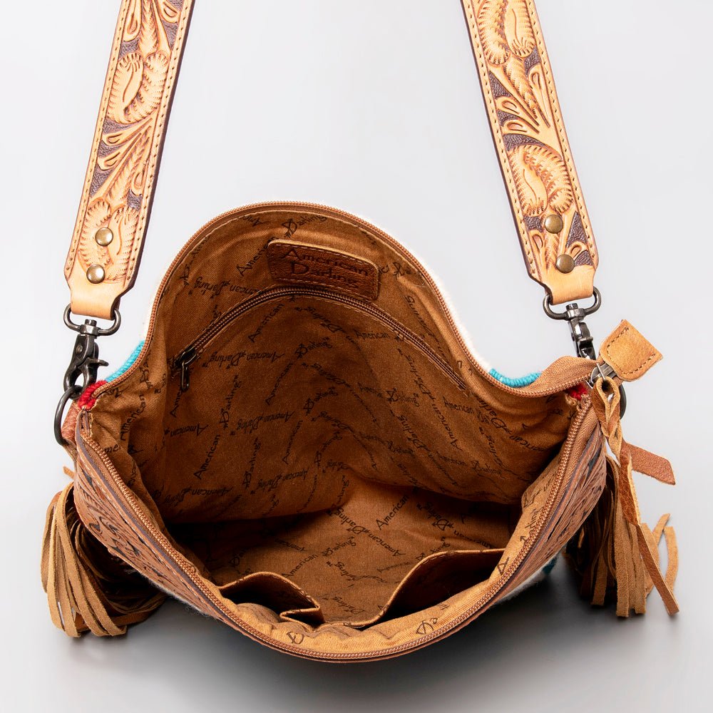 American Darling Signature Crossbody Hand Tooled Saddle Blanket Genuine Leather