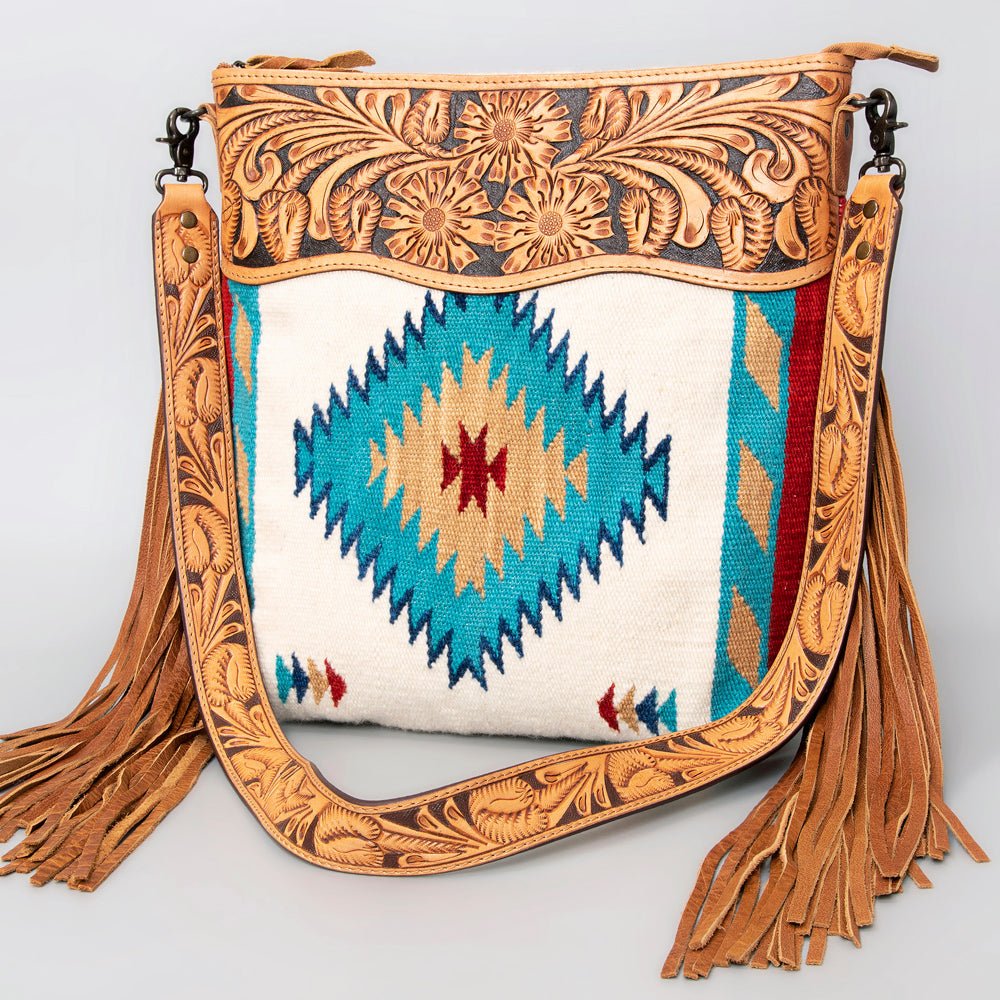 American Darling Signature Crossbody Hand Tooled Saddle Blanket Genuine Leather
