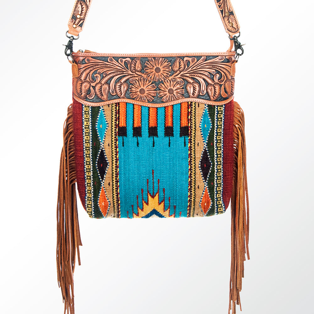 American Darling Signature Crossbody Hand Tooled Saddle Blanket Genuine Leather