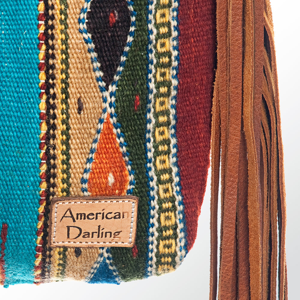 American Darling Signature Crossbody Hand Tooled Saddle Blanket Genuine Leather