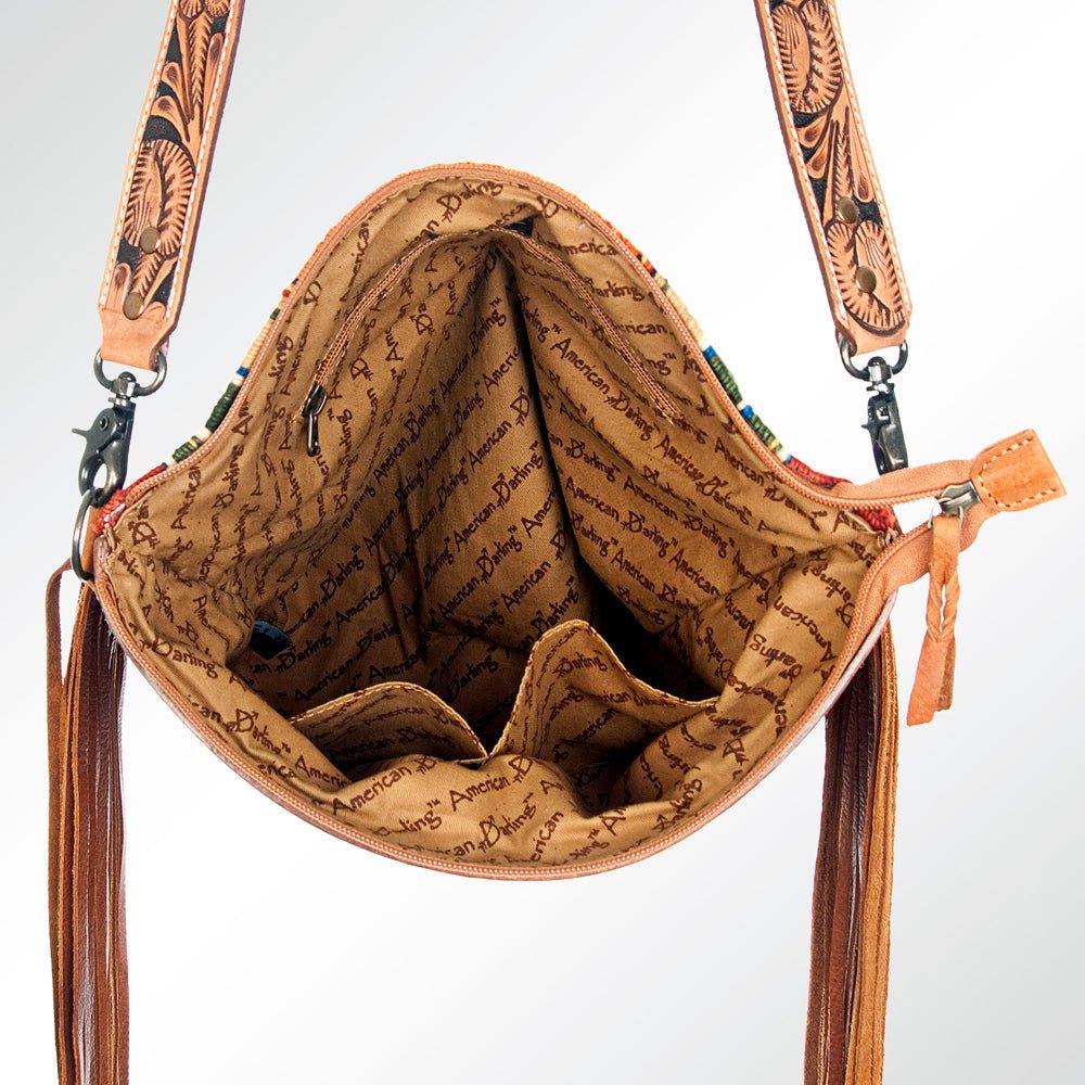 American Darling Signature Crossbody Hand Tooled Saddle Blanket Genuine Leather