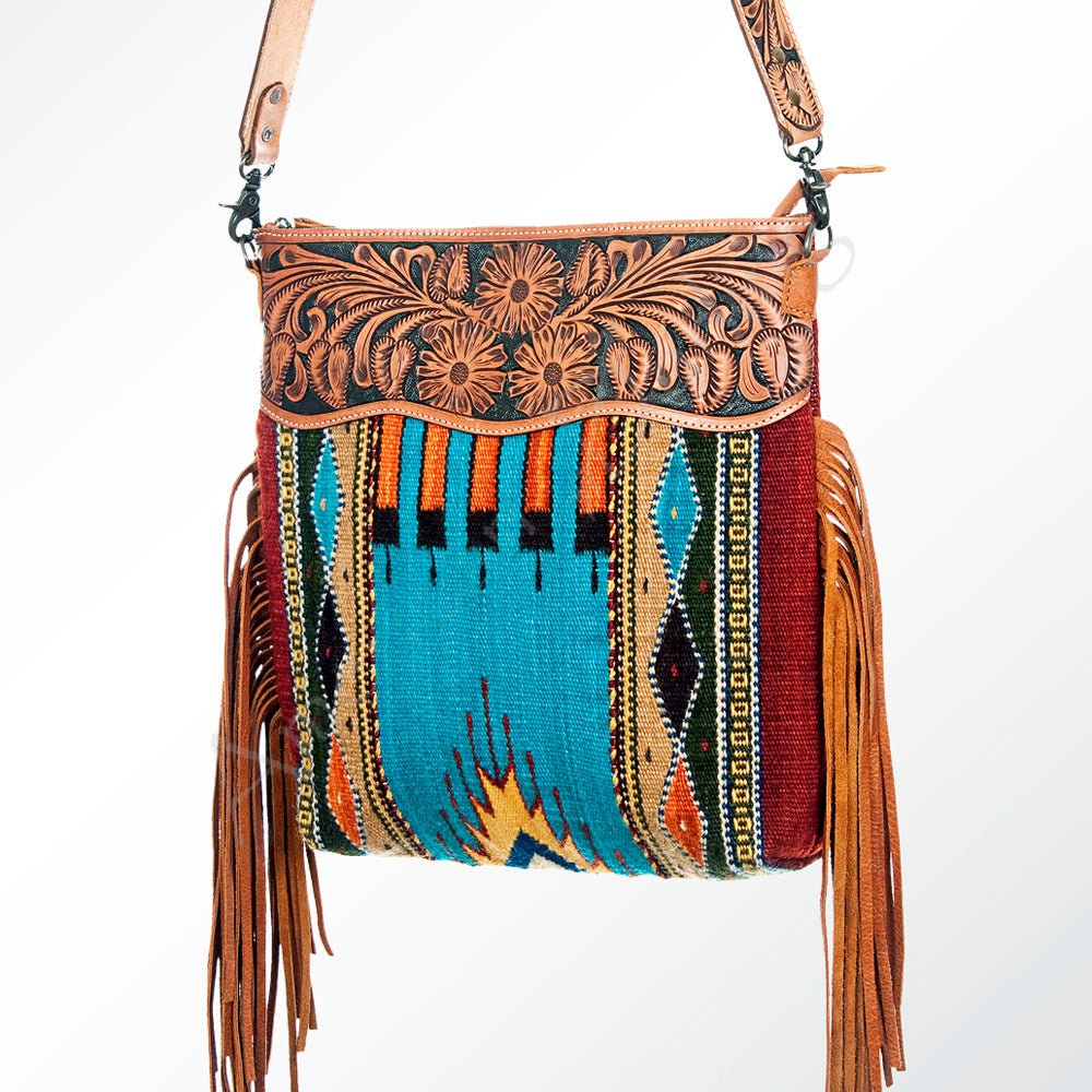 American Darling Signature Crossbody Hand Tooled Saddle Blanket Genuine Leather
