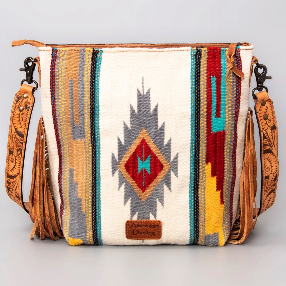 American Darling Signature Crossbody Hand Tooled Saddle Blanket Genuine Leather
