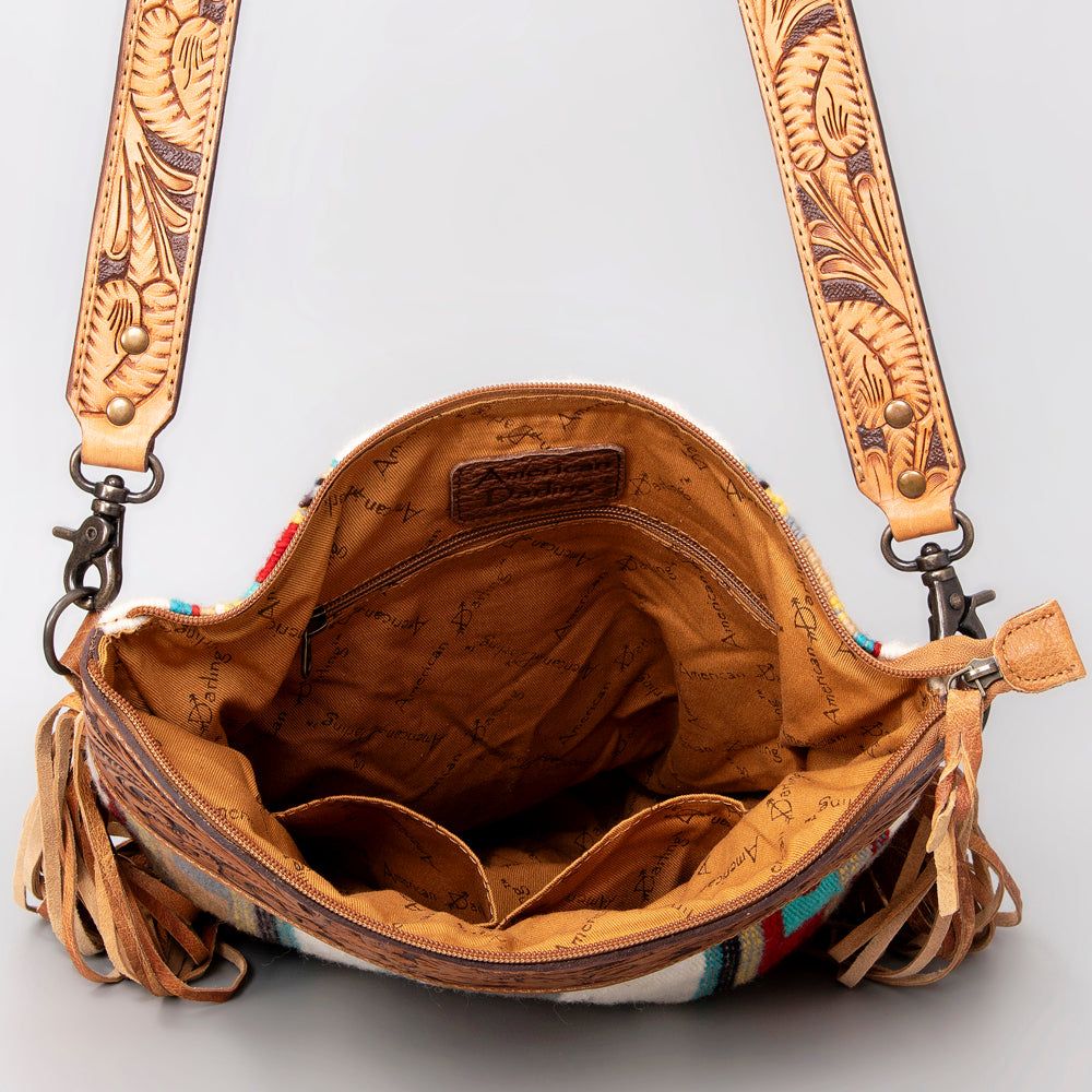 American Darling Signature Crossbody Hand Tooled Saddle Blanket Genuine Leather