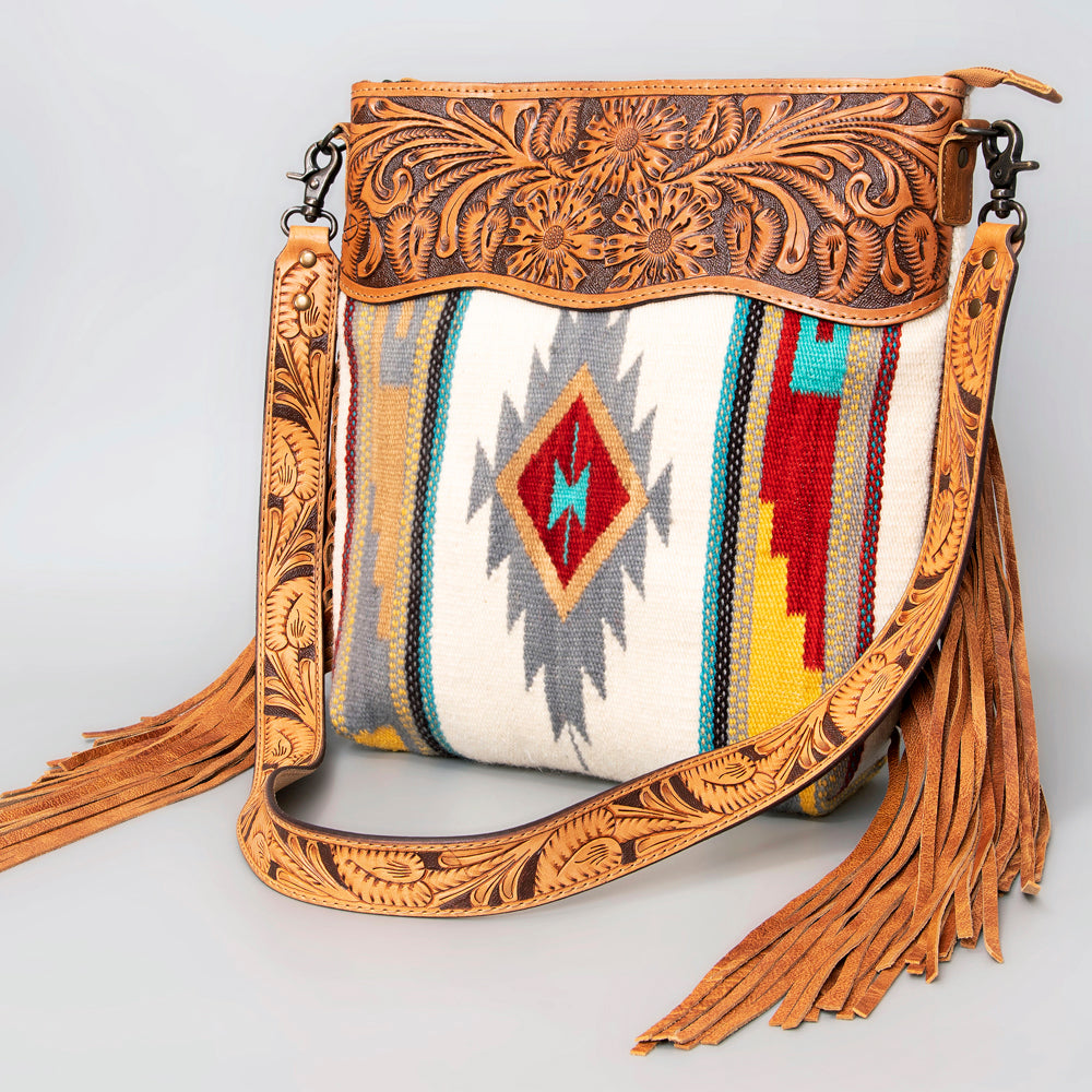 American Darling Signature Crossbody Hand Tooled Saddle Blanket Genuine Leather