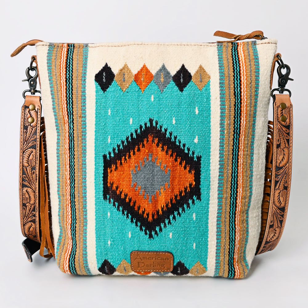 American Darling Signature Crossbody Hand Tooled Saddle Blanket Genuine Leather