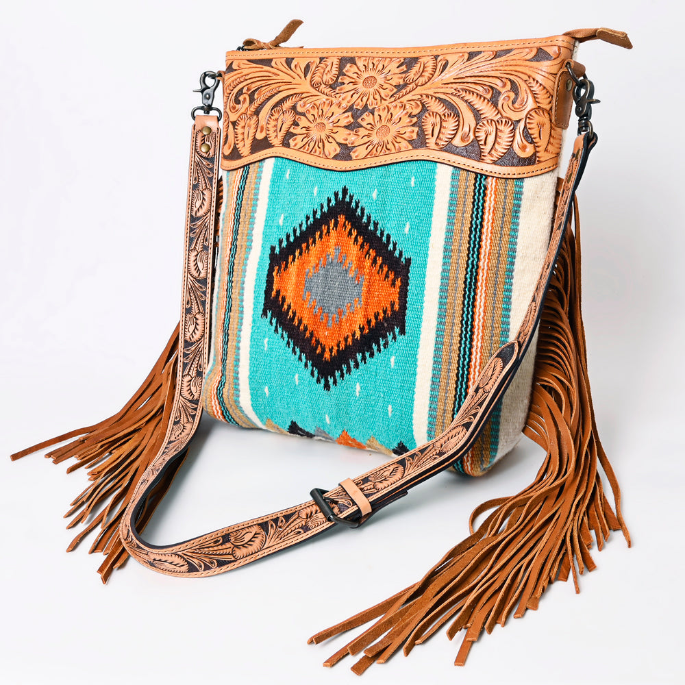 American Darling Signature Crossbody Hand Tooled Saddle Blanket Genuine Leather