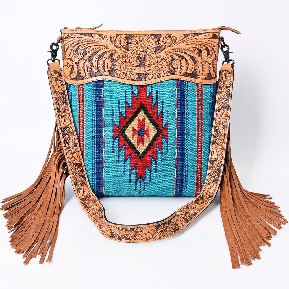 American Darling Signature Crossbody Hand Tooled Saddle Blanket Genuine Leather