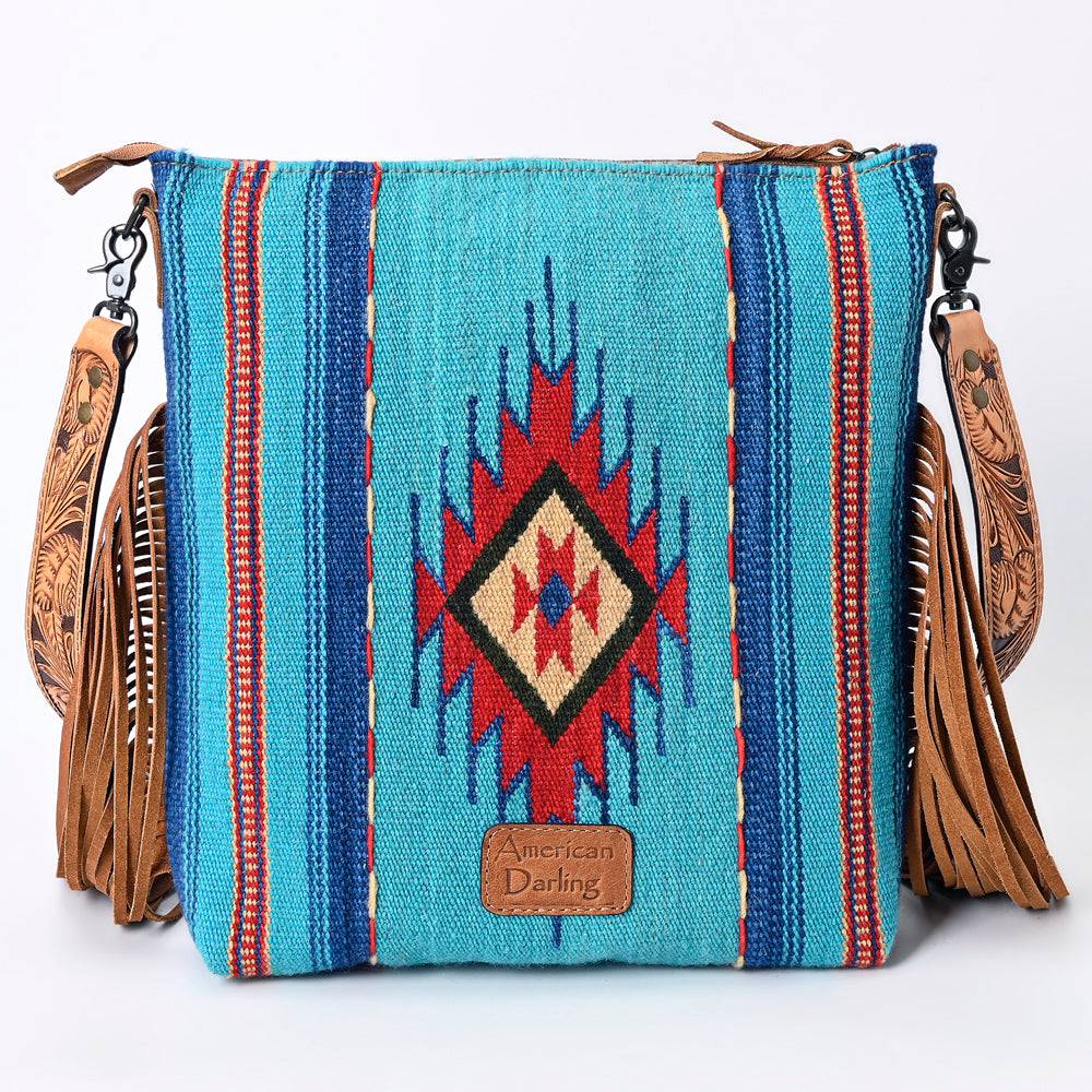 American Darling Signature Crossbody Hand Tooled Saddle Blanket Genuine Leather
