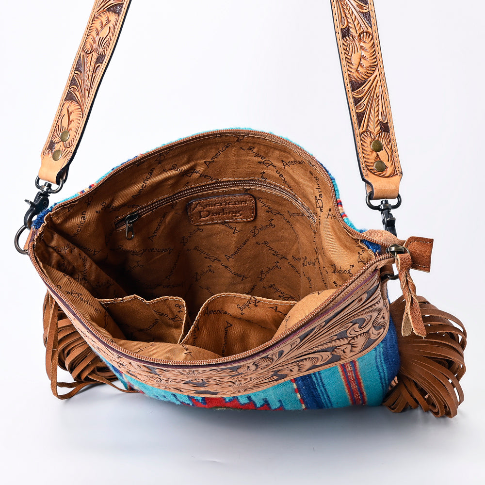 American Darling Signature Crossbody Hand Tooled Saddle Blanket Genuine Leather