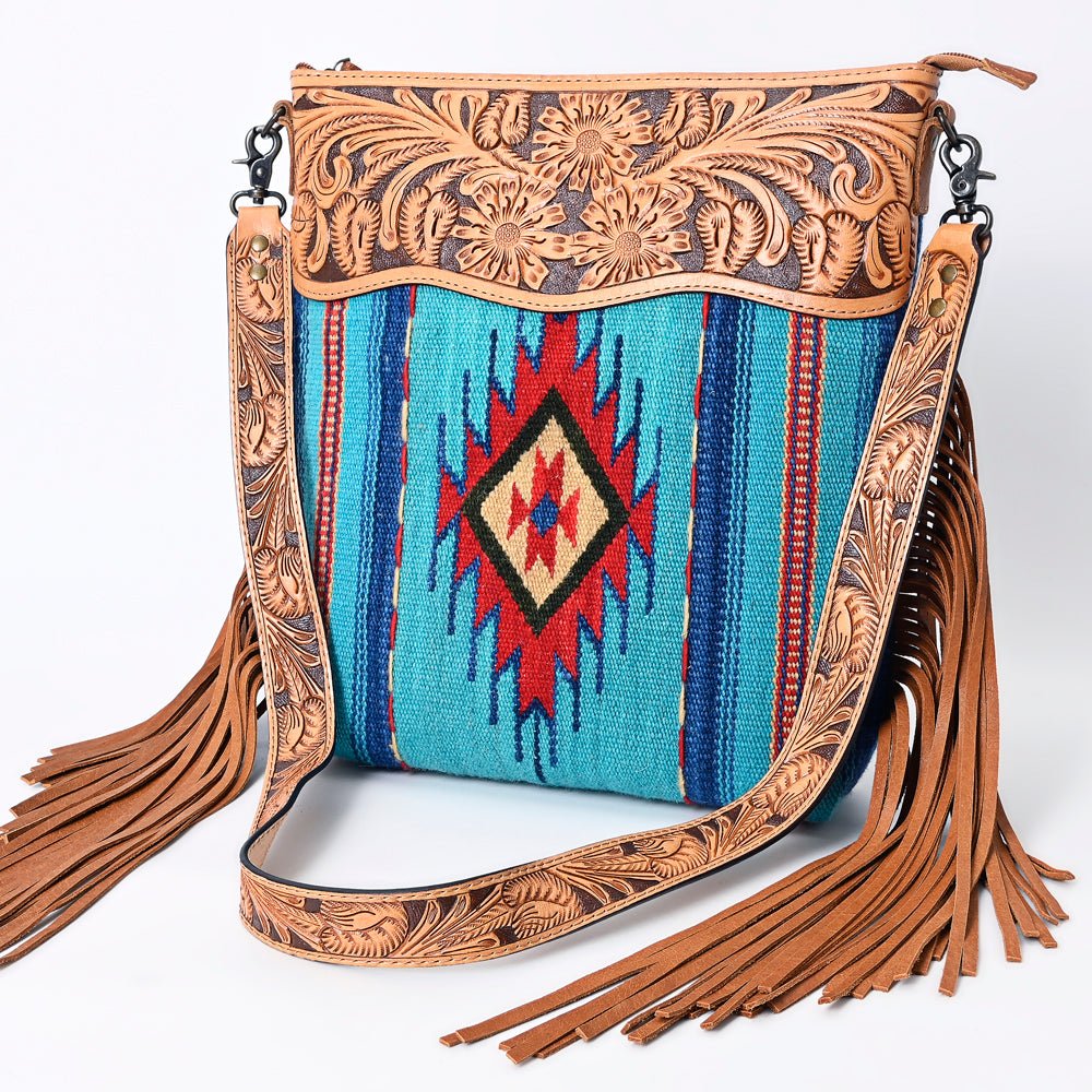 American Darling Signature Crossbody Hand Tooled Saddle Blanket Genuine Leather