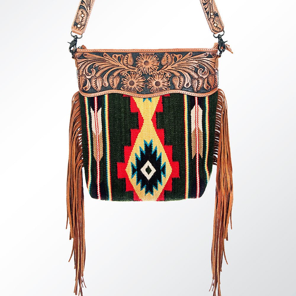 American Darling Signature Crossbody Hand Tooled Saddle Blanket Genuine Leather