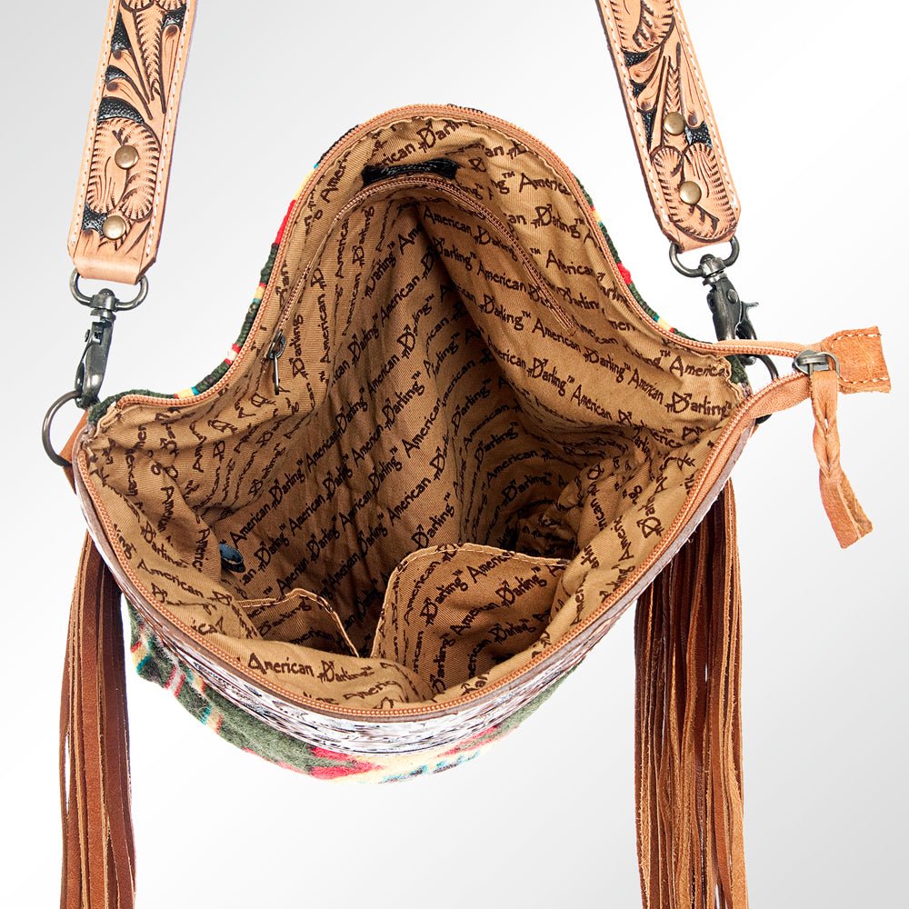 American Darling Signature Crossbody Hand Tooled Saddle Blanket Genuine Leather
