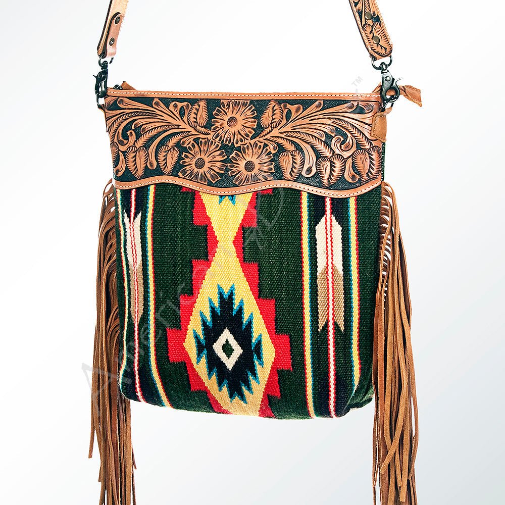 American Darling Signature Crossbody Hand Tooled Saddle Blanket Genuine Leather