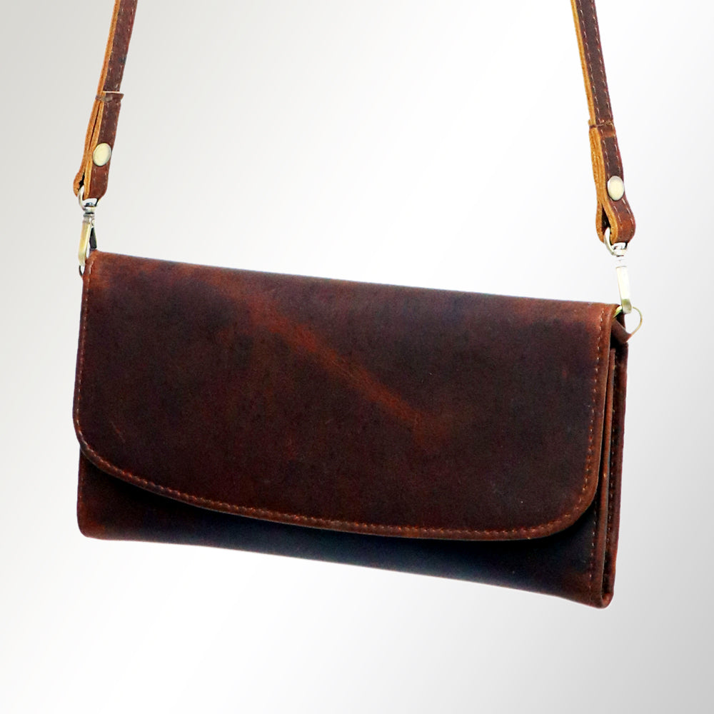 American Darling Small Cross body Bag Genuine Vegetable Tanned Leather Wallet Purse Western Handbag 4in x 1in x 8in