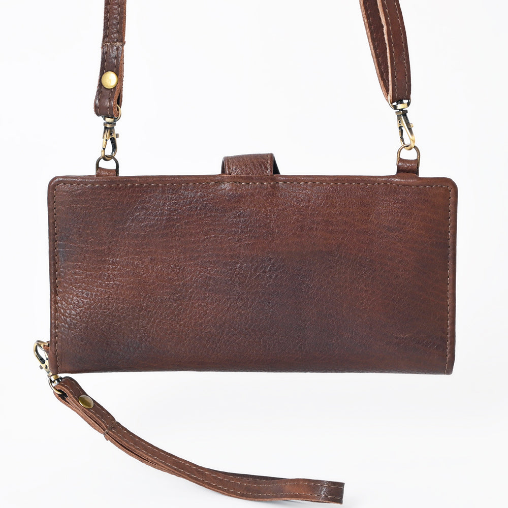 American Darling Wristlet Bag, Hand-Painted Genuine Leather, Western Vegetable Tanned Full Grain Leather Wallet Bag