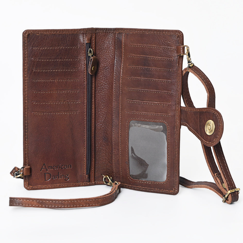 American Darling Wristlet Bag, Hand-Painted Genuine Leather, Western Vegetable Tanned Full Grain Leather Wallet Bag