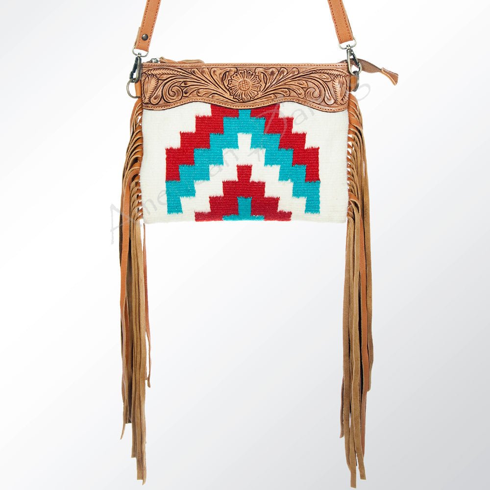 American Darling Crossbody Hand Tooled Saddle Blanket Genuine Leather