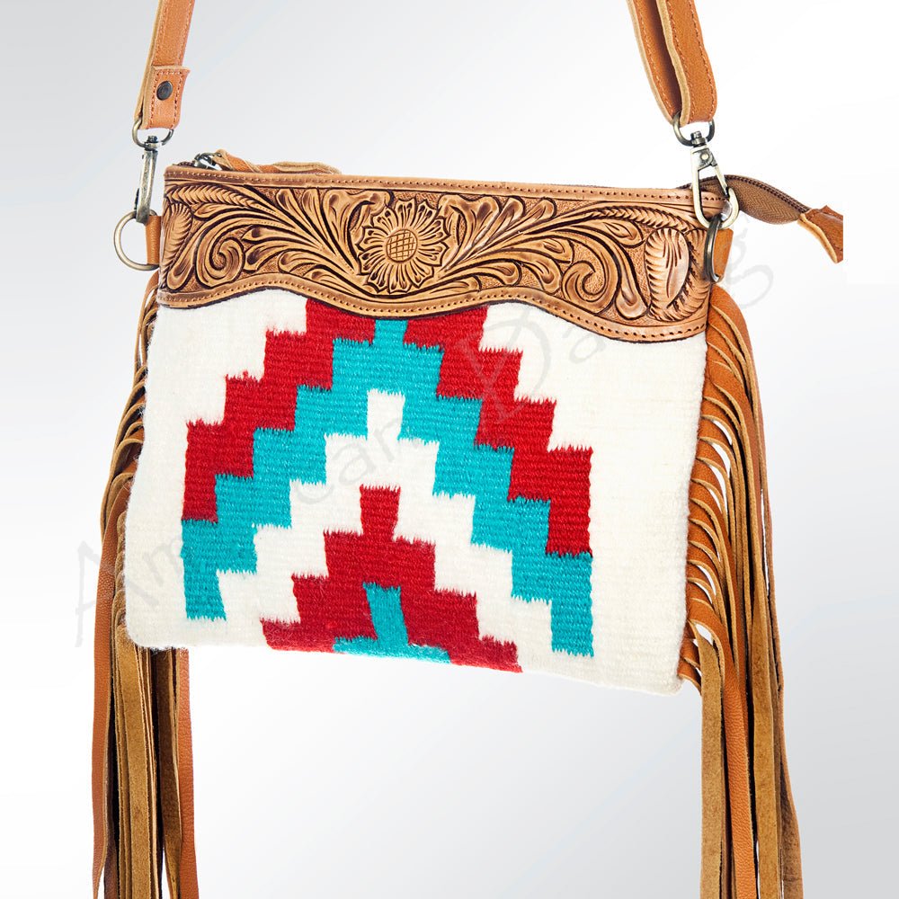 American Darling Crossbody Hand Tooled Saddle Blanket Genuine Leather