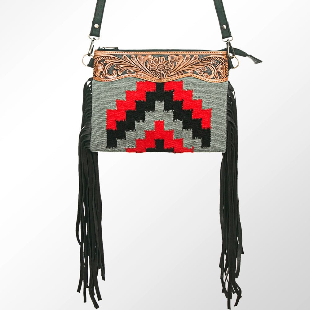 American Darling Crossbody Hand Tooled Saddle Blanket Genuine Leather