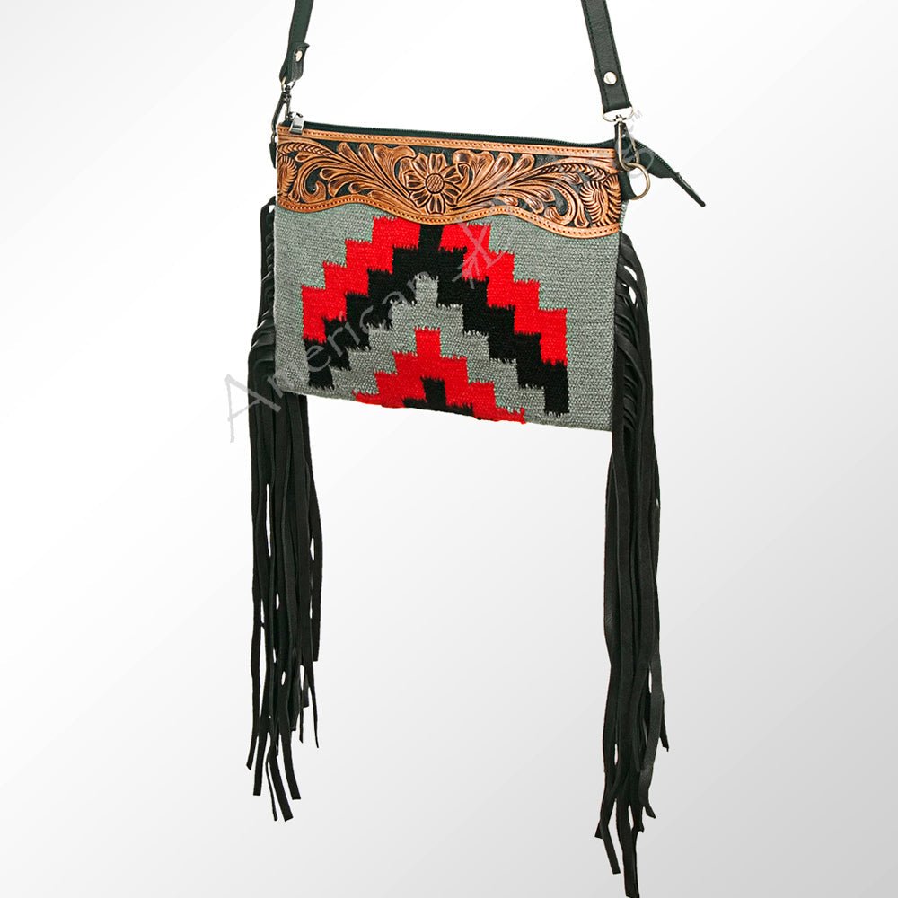 American Darling Crossbody Hand Tooled Saddle Blanket Genuine Leather