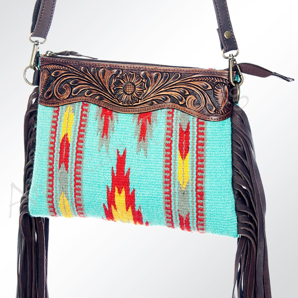 American Darling Crossbody Hand Tooled Saddle Blanket Genuine Leather