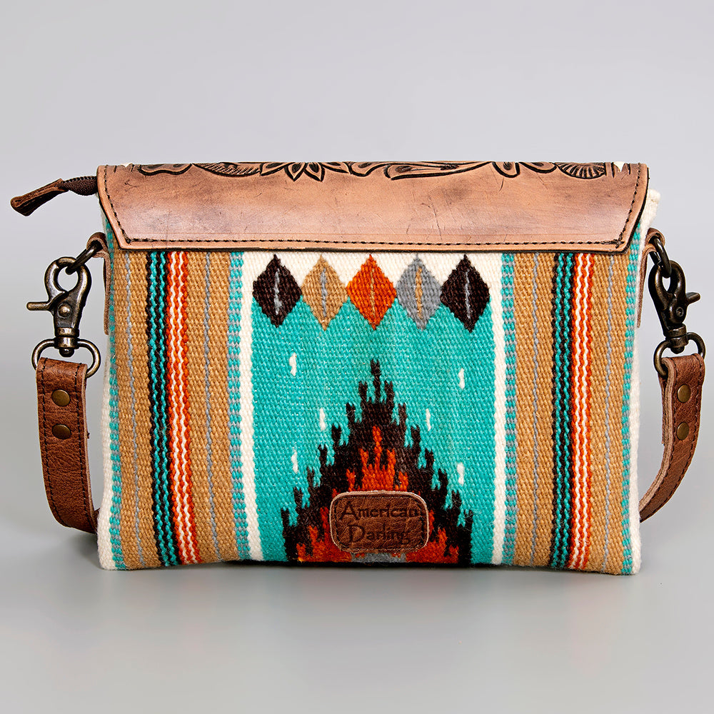 American Darling Hand-Tooled Saddle Blanket Leather Crossbody Bag