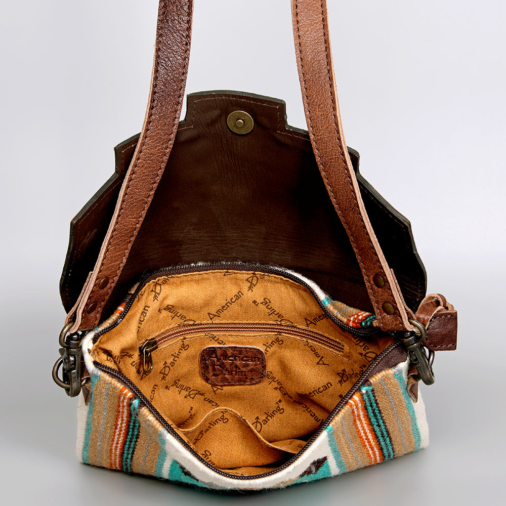 American Darling Hand-Tooled Saddle Blanket Leather Crossbody Bag