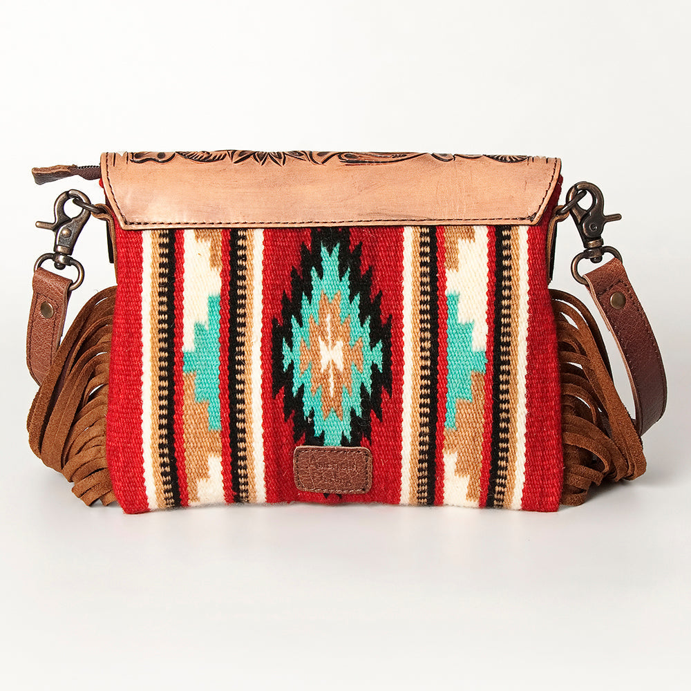 American Darling Crossbody Hand Tooled Saddle Blanket Genuine Leather