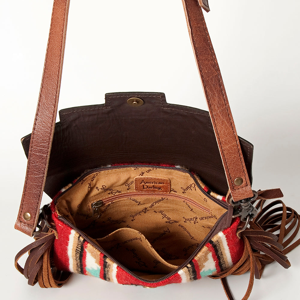 American Darling Crossbody Hand Tooled Saddle Blanket Genuine Leather