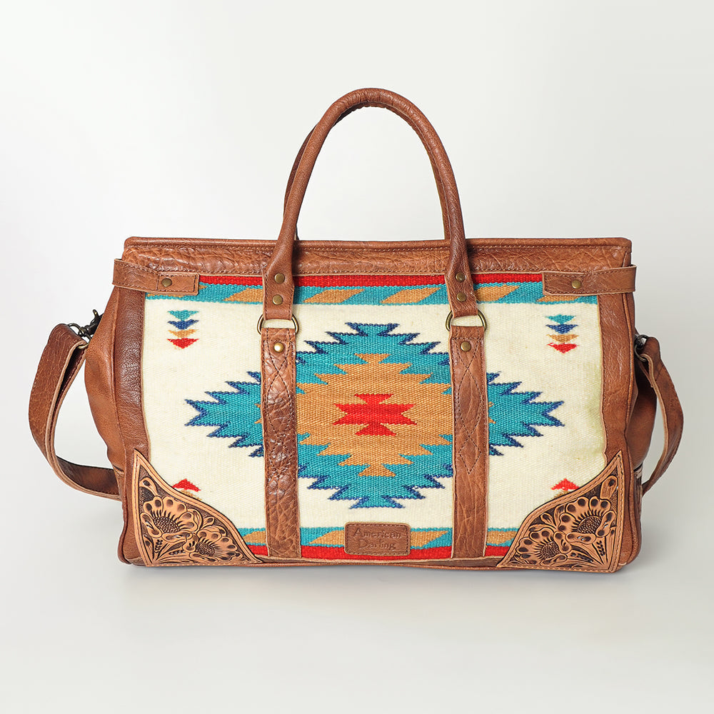 American Darling Duffel Saddle Blanket Hand Tooled Genuine Leather Women Bag Western Handbag Purse|
