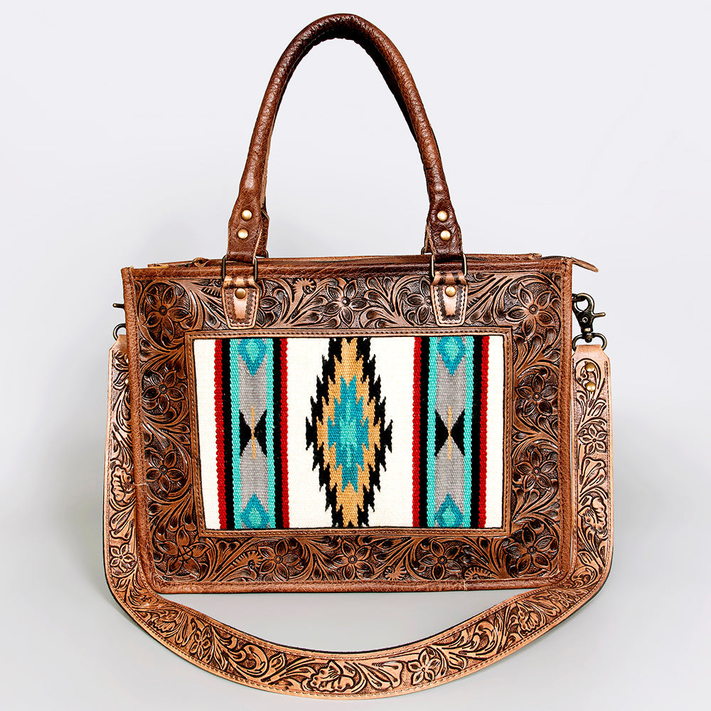 American Darling Hand-Tooled Saddle Blanket Leather Tote