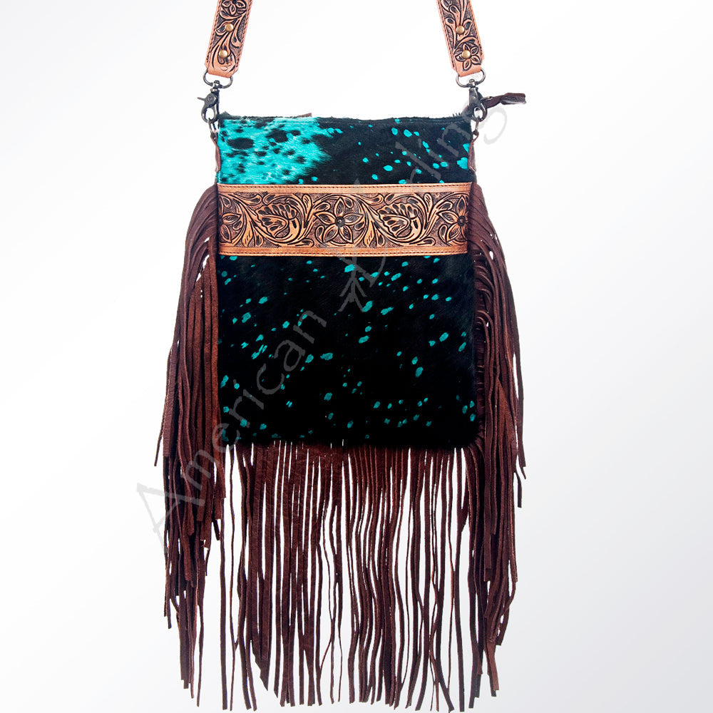 American Darling Large Crossbody Hand Tooled Hair-On Genuine Leather