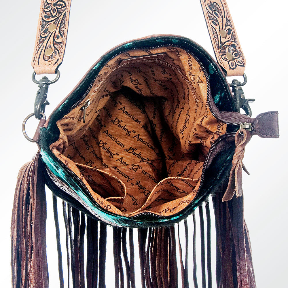 American Darling Large Crossbody Hand Tooled Hair-On Genuine Leather