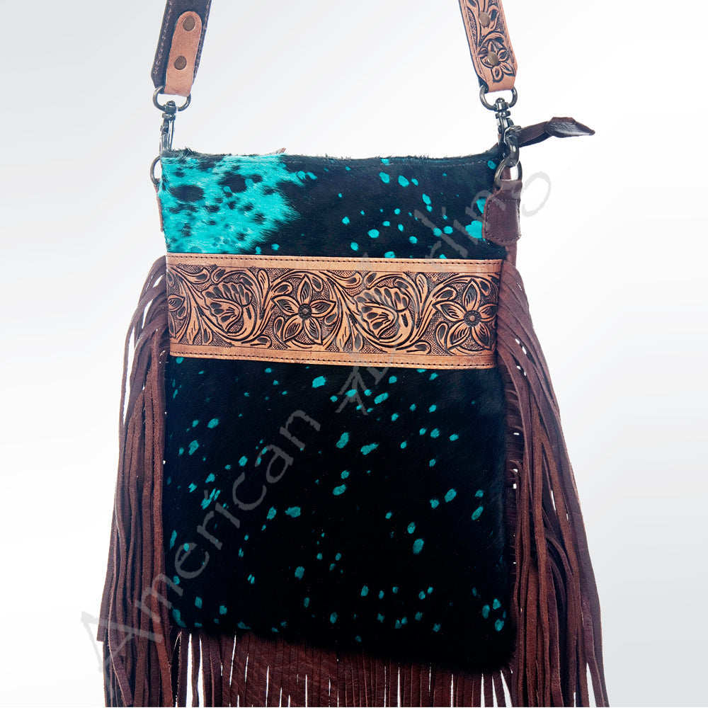 American Darling Large Crossbody Hand Tooled Hair-On Genuine Leather