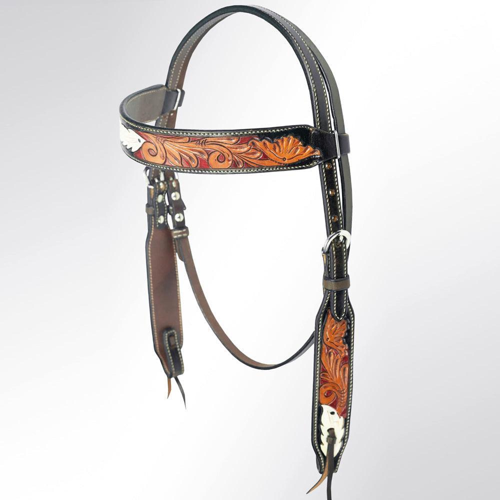 AMERICAN DARLING Western Horse Headstall American Leather Dark Brown