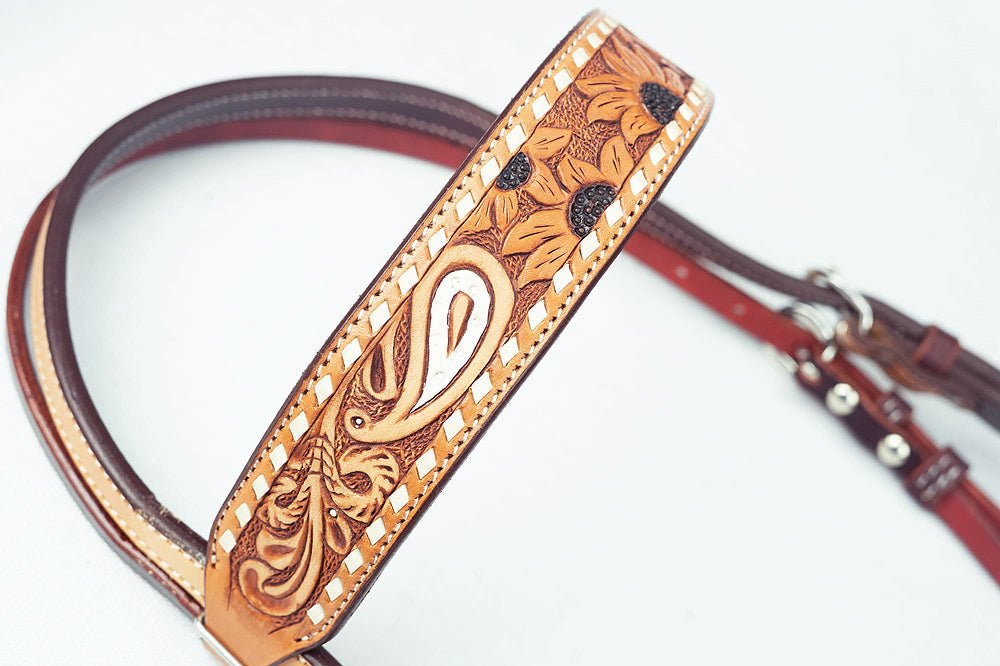 Authentic Dark Brown Leather Western Horse Headstall With Durable Fit And Comfort