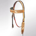 Authentic Dark Brown Leather Western Horse Headstall With Durable Fit And Comfort