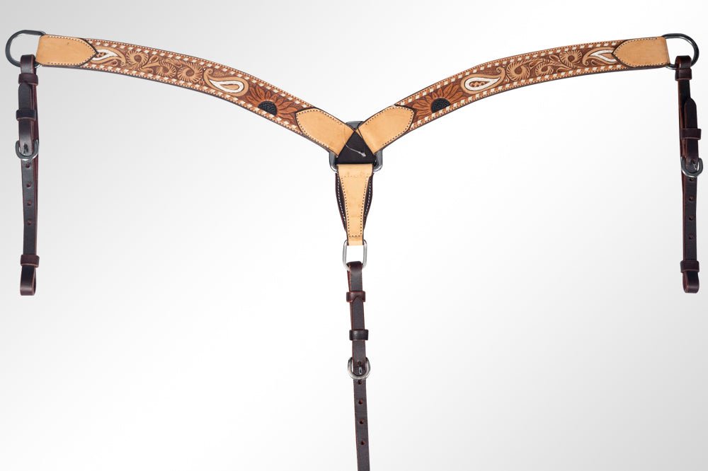 Exquisite Durable Full Grain Leather Western Equestrian Breast Collar In Dark Brown