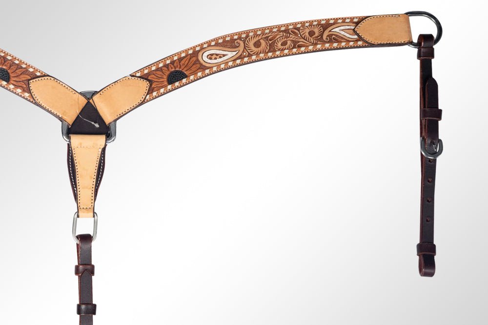 Exquisite Durable Full Grain Leather Western Equestrian Breast Collar In Dark Brown
