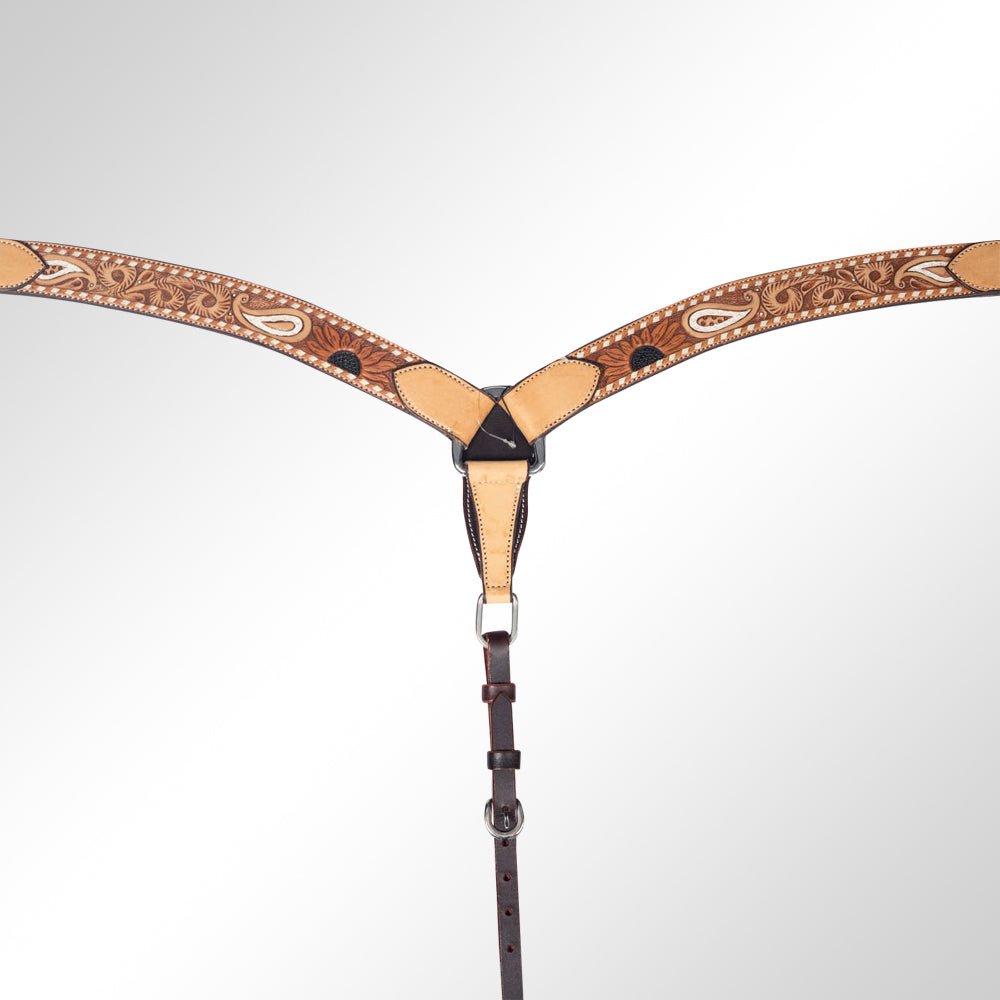 Exquisite Durable Full Grain Leather Western Equestrian Breast Collar In Dark Brown