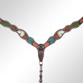 AMERICAN DARLING Western Horse Breast Collar Hand Carved Leather Dark Brown