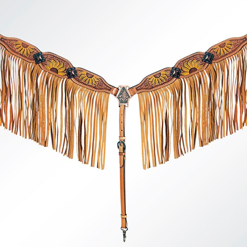 AMERICAN DARLING Western Horse Headstall Breast Collar Set American Leather