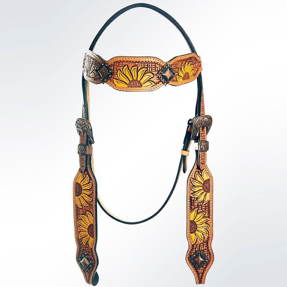 AMERICAN DARLING Western Horse Headstall Breast Collar Set American Leather
