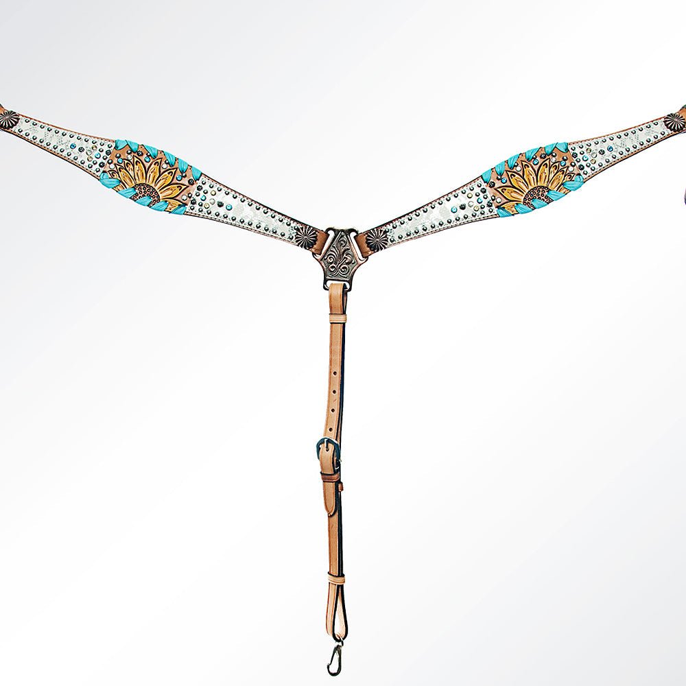 American Darling Western Horse Floral Breast Collar Tack Genuine American Leather
