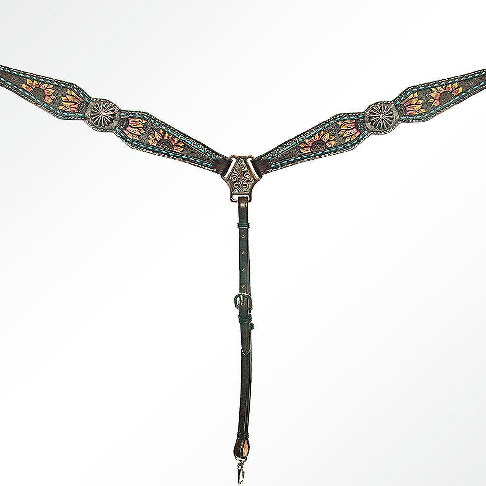 AMERICAN DARLING Western Horse Headstall Breast Collar Set American Leather
