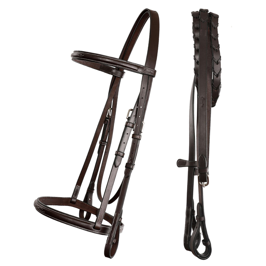 ExionPro Raised Thin Noseband Traditional Hunter Bridle with Reins by Bridles & Reins