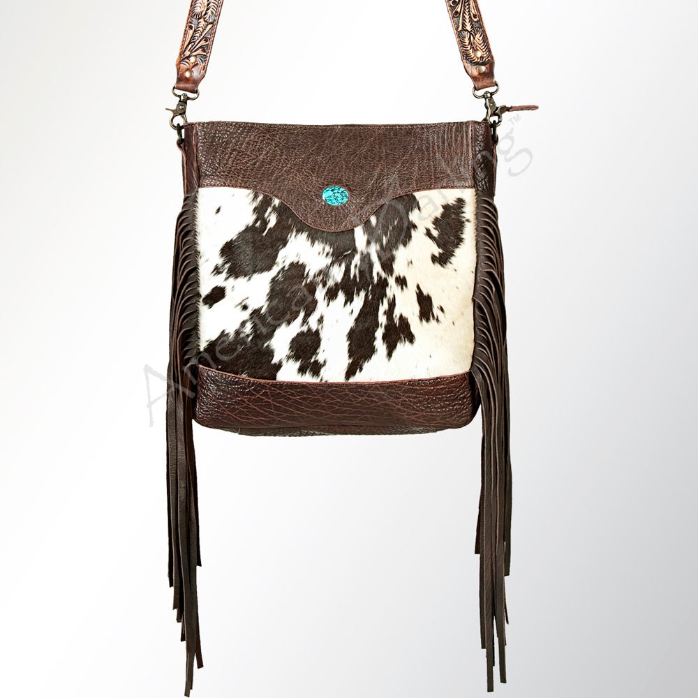 American Darling Large Crossbody Hand Tooled Hair-On Genuine Leather